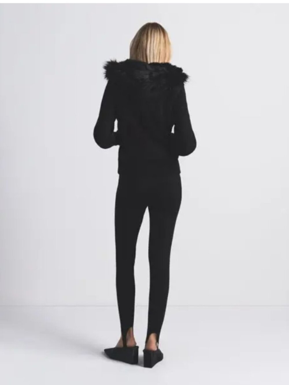 NEW SKIMS Cotton Fleece Fur Lined Zip Up Hoodie Onyx Black Medium NWT - Picture 5 of 5
